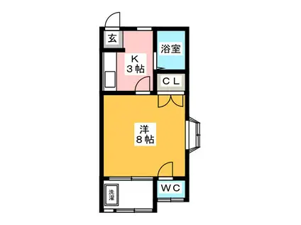 リバーフィールドハイツ B(1K/2階)の間取り写真