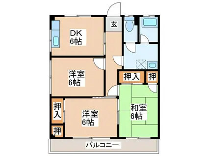 コーポ下金子(3DK/2階)の間取り写真