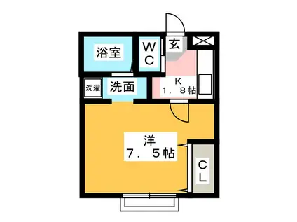 GLEE HOUSE(1K/2階)の間取り写真