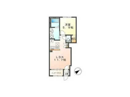 フェイジョア B(1LDK/1階)の間取り写真