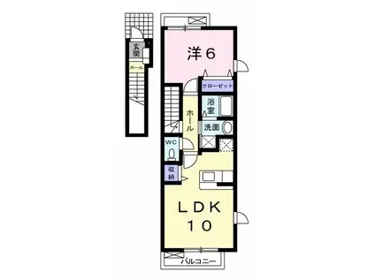 グランディールB(1LDK/2階)の間取り写真