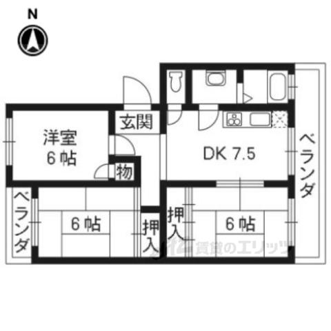 マンションきよし(3DK/1階)の間取り写真
