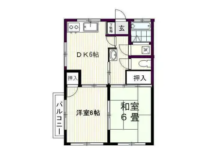 ハイツ戸川(2DK/1階)の間取り写真