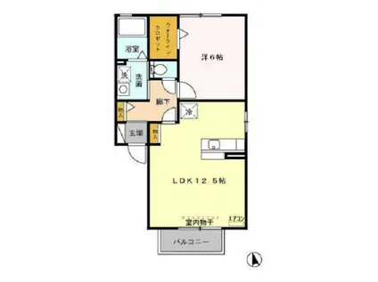 グランドールA/B(1LDK/2階)の間取り写真