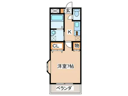 ミハルヒルズ(1K/2階)の間取り写真