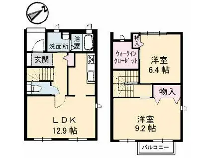 パルモ城内C棟(2LDK/1階)の間取り写真
