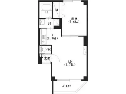 リージェント西(1LDK/1階)の間取り写真