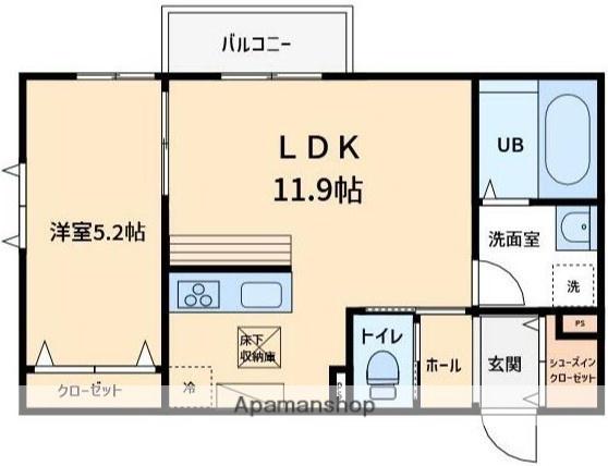 ブランメゾンB(1LDK/3階)の間取り写真