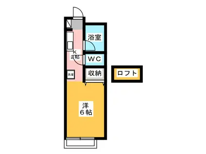 ビューコート(ワンルーム/2階)の間取り写真
