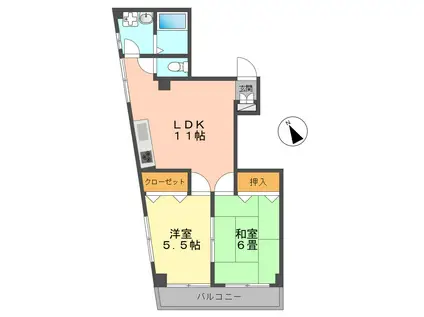 竹花ビル(2LDK/3階)の間取り写真