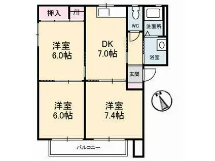 MEW HOUSE(3DK/2階)の間取り写真