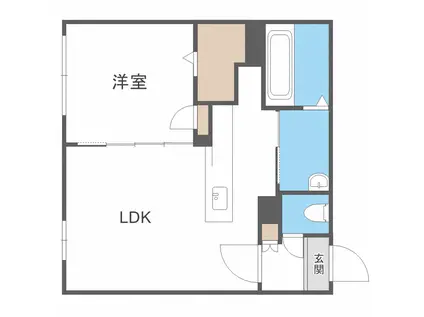 地下鉄東西線 西１８丁目駅 徒歩6分 4階建 築7年(1LDK/1階)の間取り写真