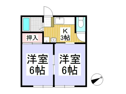 川辺町マンション(2K/2階)の間取り写真