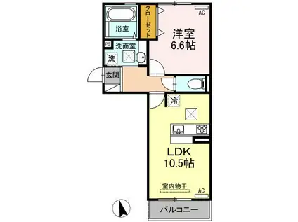  ハーベスト コート(1LDK/1階)の間取り写真