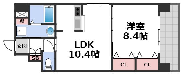 ビラージュプラム(1LDK/6階)の間取り写真