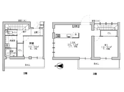 レジデンツァR(2LDK/2階)の間取り写真