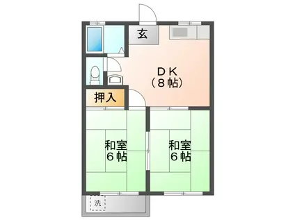 コーポ藤木(2DK/2階)の間取り写真