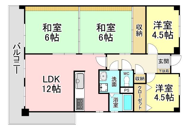 クラブハウス企救丘(4LDK/6階)の間取り写真
