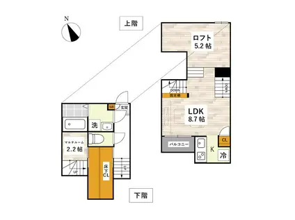 ADC京町LA.CLASS(1LDK/2階)の間取り写真