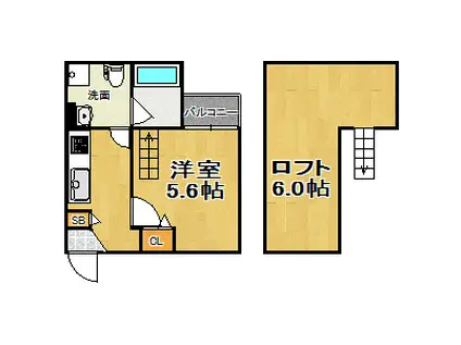 ベイシティヒルズ(1K/2階)の間取り写真