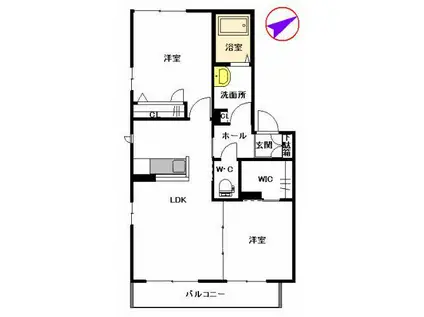 シャーメゾン・ヴィブレ2番館B(2LDK/2階)の間取り写真