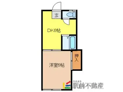 からたちブルーメII(1DK/1階)の間取り写真