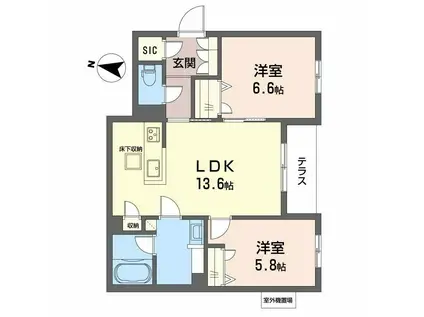 シャーメゾン ル リアン(2LDK/1階)の間取り写真