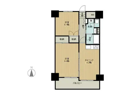 バリアントG(2DK/4階)の間取り写真