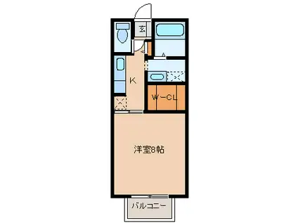 サングリーンとなみ野(1K/1階)の間取り写真