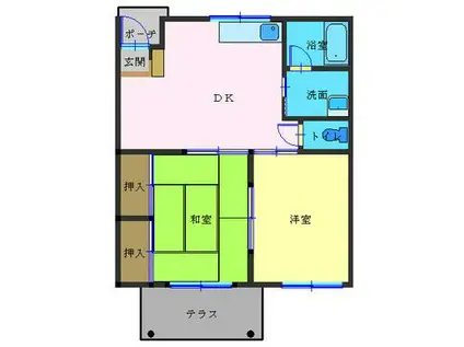 サニーハイツ(2DK/1階)の間取り写真