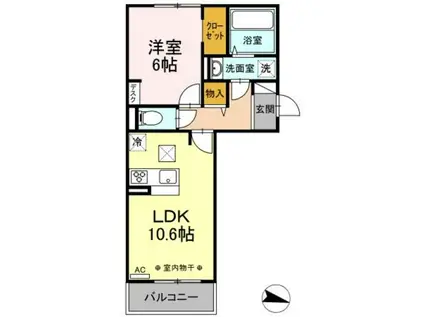 ウェルデンスDーSTAY A(1LDK/1階)の間取り写真