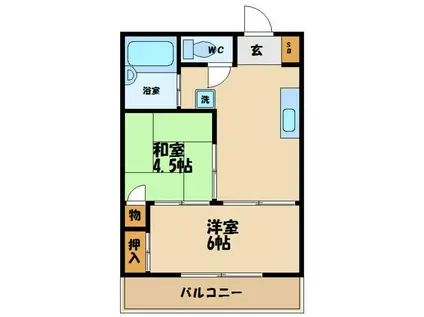 快晴館ビル(2DK/4階)の間取り写真