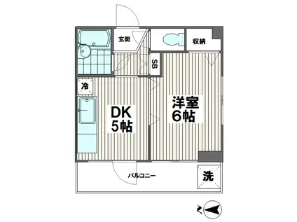 林ビル(1DK/5階)の間取り写真
