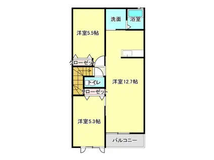 リヴィエール弐番館(2LDK/2階)の間取り写真