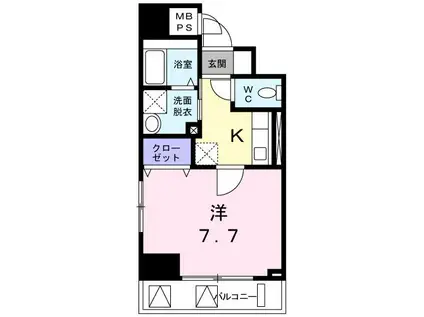 ピアセンティーナ(1K/4階)の間取り写真