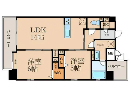 LA VIE BELLE(2LDK/2階)の間取り写真