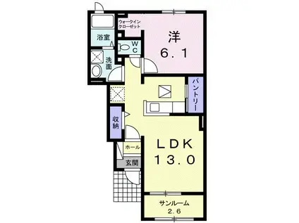 ストロベリーハウスIII(1LDK/1階)の間取り写真