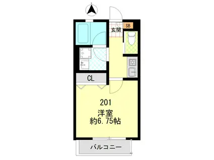 エスパーダ堀切菖蒲園(1K/2階)の間取り写真