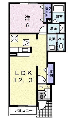 サンハウスヨシキB(1LDK/1階)の間取り写真