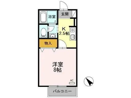 カトルセゾン(1K/1階)の間取り写真