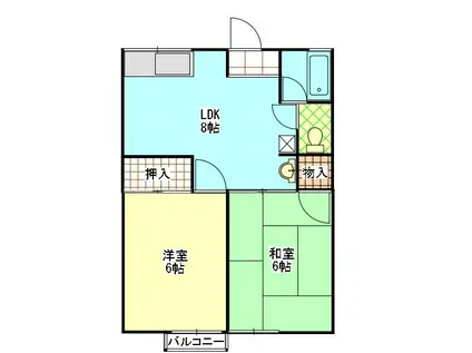 シティハイム聖和(2LDK/2階)の間取り写真