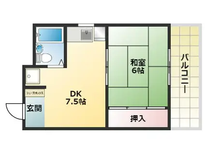 香里ロイヤルプラザ(1DK/5階)の間取り写真