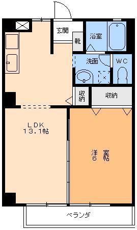 フォブール一色III(1LDK/2階)の間取り写真