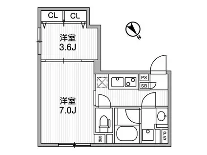 ラヴィエール滝野川(2K/3階)の間取り写真