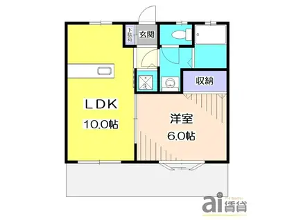 第2秋田ハイム(1LDK/1階)の間取り写真