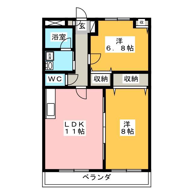 ヴィブレクレールII(2LDK/3階)の間取り写真