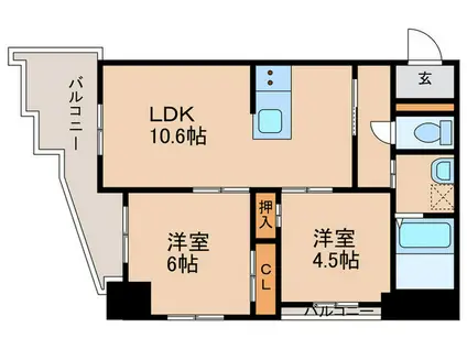 S-FORT鹿児島中央(2LDK/14階)の間取り写真