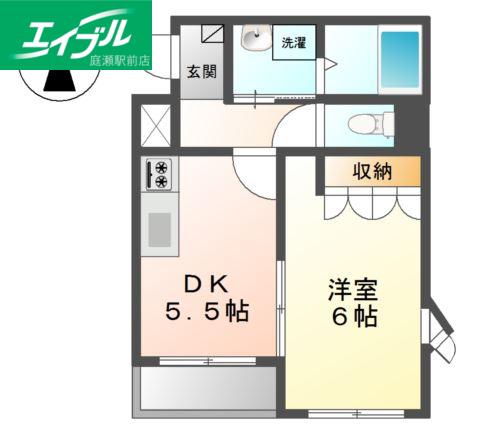 ボンヌール(1DK/1階)の間取り写真