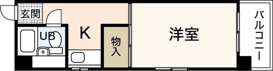 クレインリバーサイド(1K/4階)の間取り写真