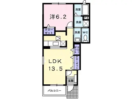 グリーンティアラII(1LDK/1階)の間取り写真